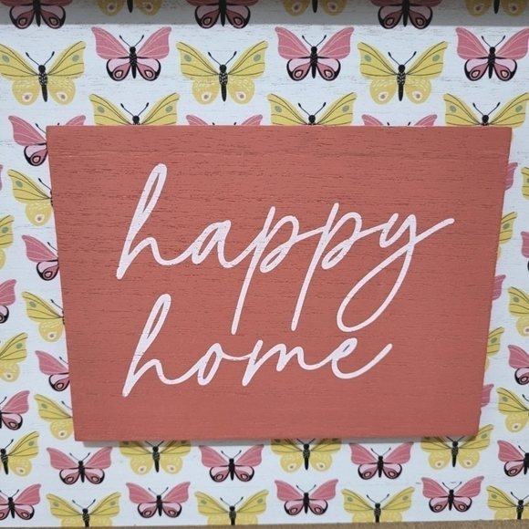 Rustic Wooden Painted Butterfly "Happy Home" 9×12" Wall Decor Gallery Sign - Picture 3 of 3